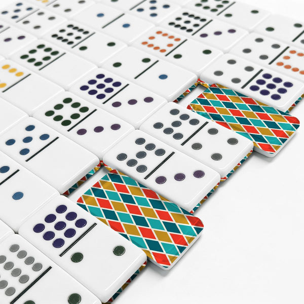 Modtastic Harlequin Designed Double 12 Mexican Train Dominoes Set - Splash Of Mahj And Color Co.