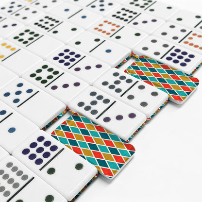Modtastic Harlequin Designed Double 12 Mexican Train Dominoes Set - Splash Of Mahj And Color Co.