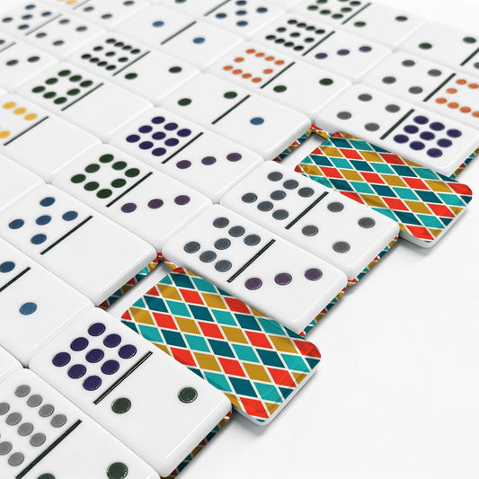 Modtastic Harlequin Designed Double 12 Mexican Train Dominoes Set - Splash Of Mahj And Color Co.