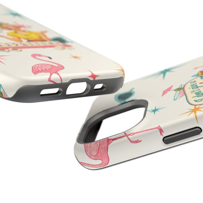Funny Mahjong Tropical Flamingo Phone Case — “I Don’t Give a Crak” Magnetic Impact-Resistant Case