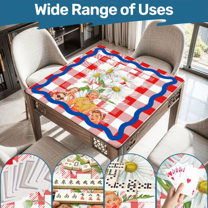 The Real Mahj Wives Red Gingham Nostalgic Mahjong Mat - Splash of Color Co.