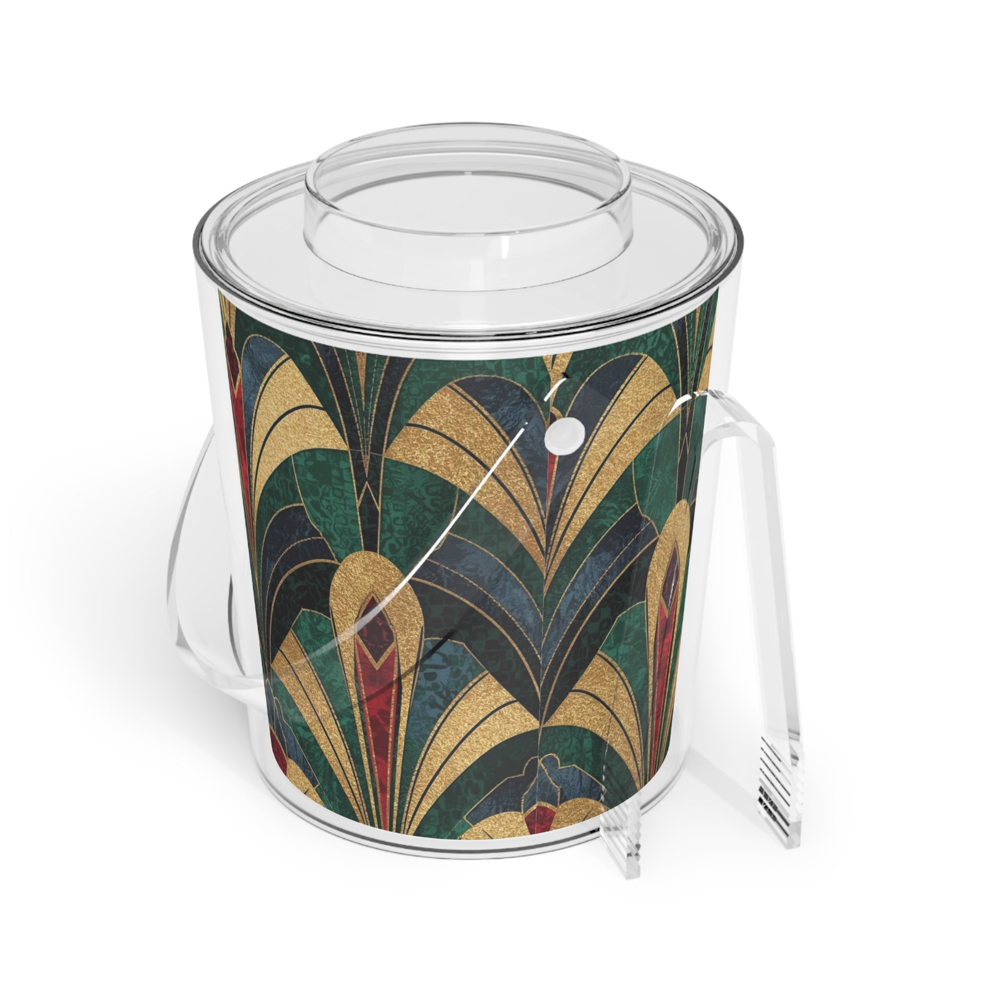 Art Deco Ice Bucket with Tongs — Vintage Geometric Bar Cooler - Splash of Color Co.