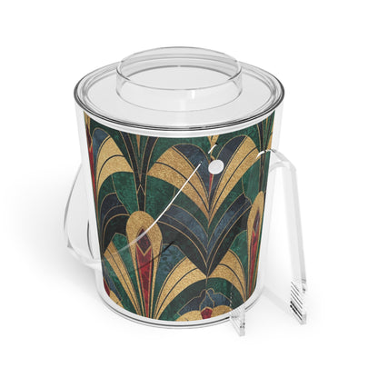 Art Deco Ice Bucket with Tongs — Vintage Geometric Bar Cooler - Splash of Color Co.
