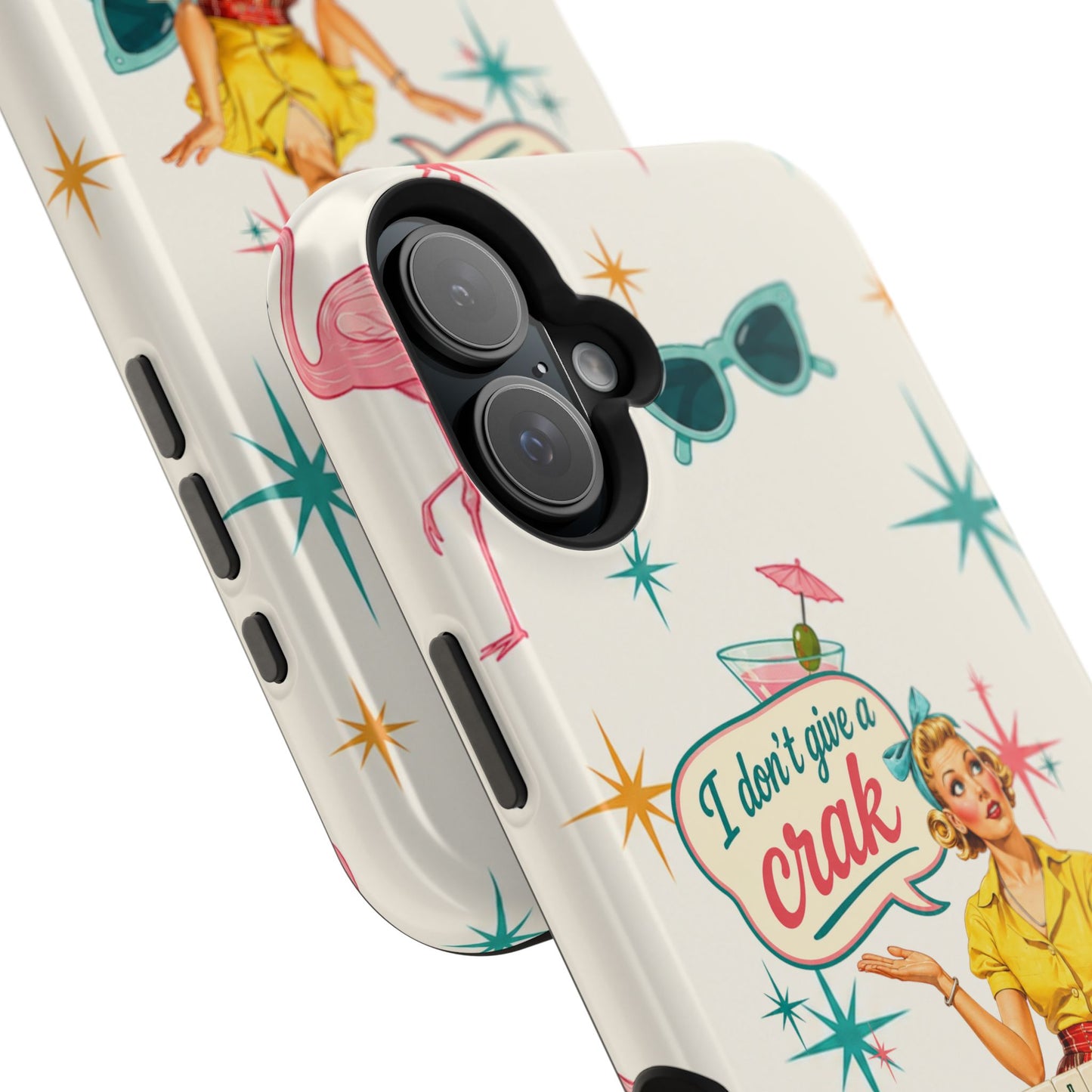 Funny Mahjong Tropical Flamingo Phone Case — “I Don’t Give a Crak” Magnetic Impact-Resistant Case