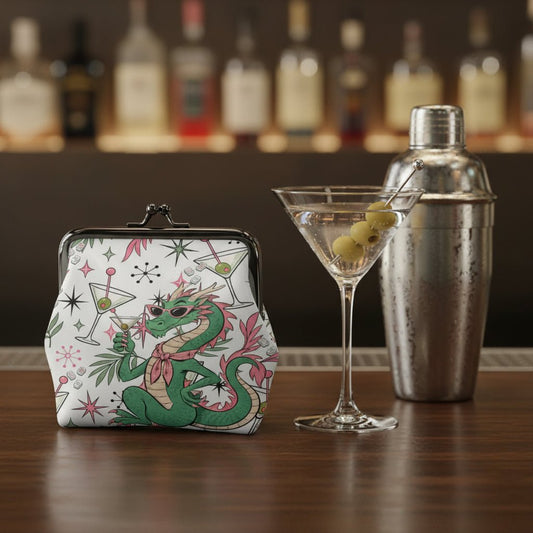 The Tipsy Dragon Mahjong Women's Leather Kiss Lock Coin Purse - Splash Of Mahj And Color Co.
