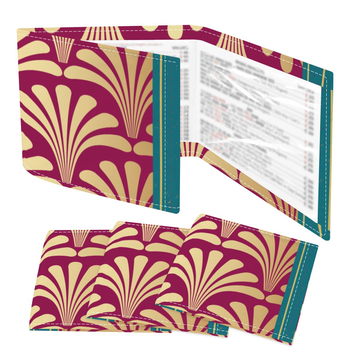 Art Deco Burgandy Wine 4 Mahjong Card Holder with Line Finder - Splash of Color Co.