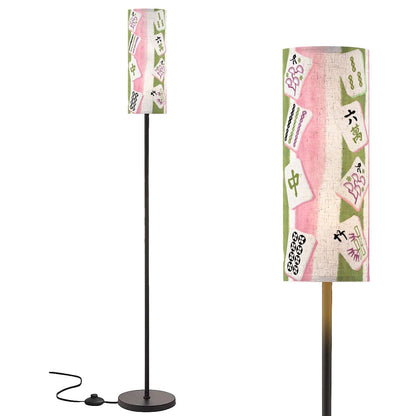 Mahjong Tiled Designed Pink Green Striped Reading Nook Floor Lamp