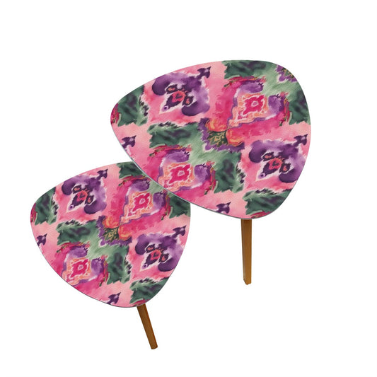 Ikat Watercolor Purple Green Pink Modern Bohemian Nesting Tables