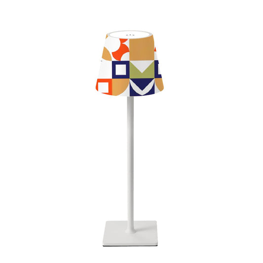 Modern Mahjong Geometric Orange Green Navy Blue LED Cordless Table Lamp