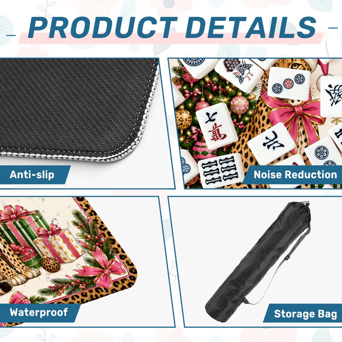 Leopard Luxe Holiday Collection Holiday Christmas Mahjong Mat - Splash Of Mahj And Color Co.