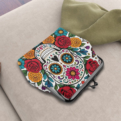 Day Of The Dead Women's Leather Kiss Lock Coin Purse - Splash Of Mahj And Color Co.