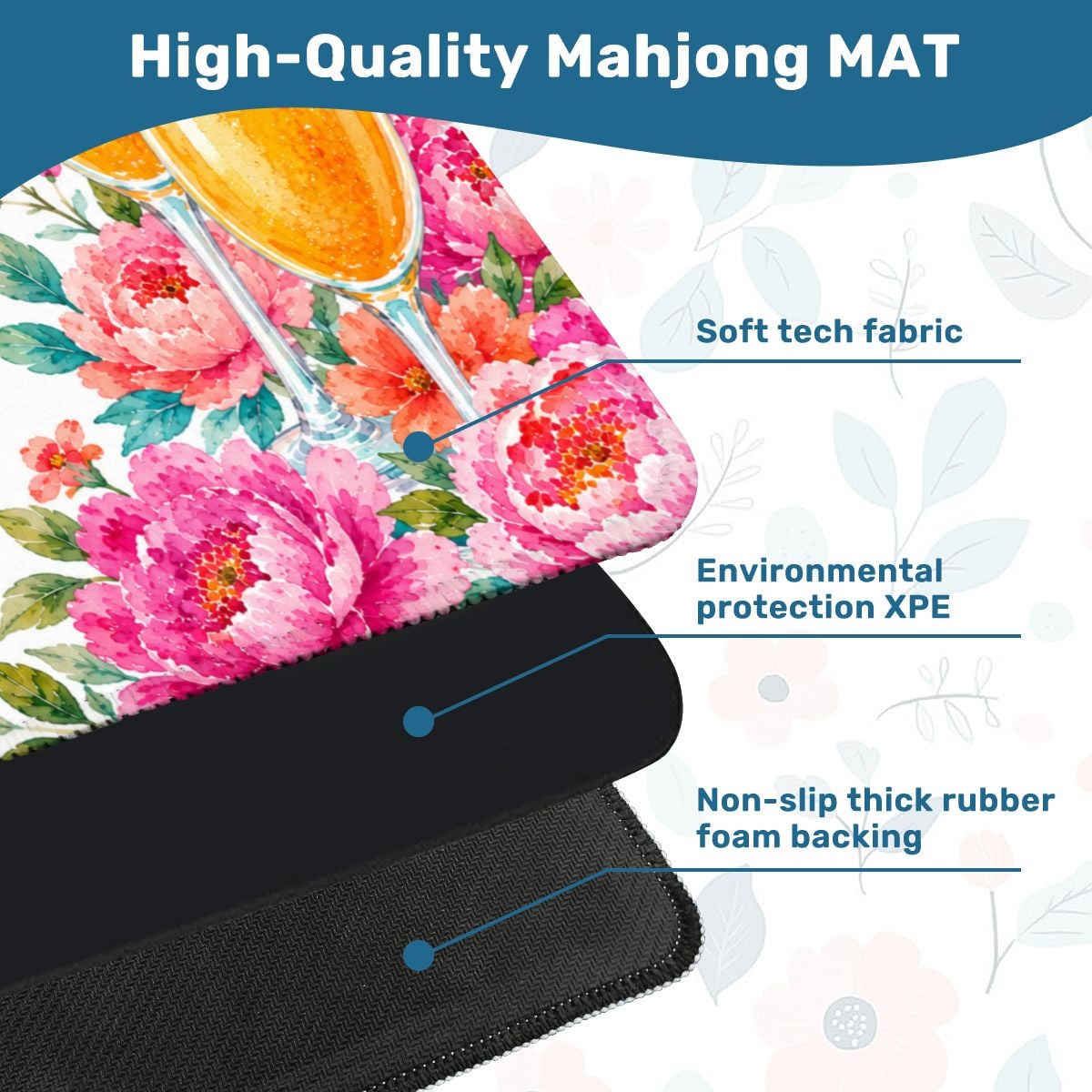 Mahjong And Mimosas Floral Pink And Orange Mahjong Mat - Splash Of Mahj And Color Co.