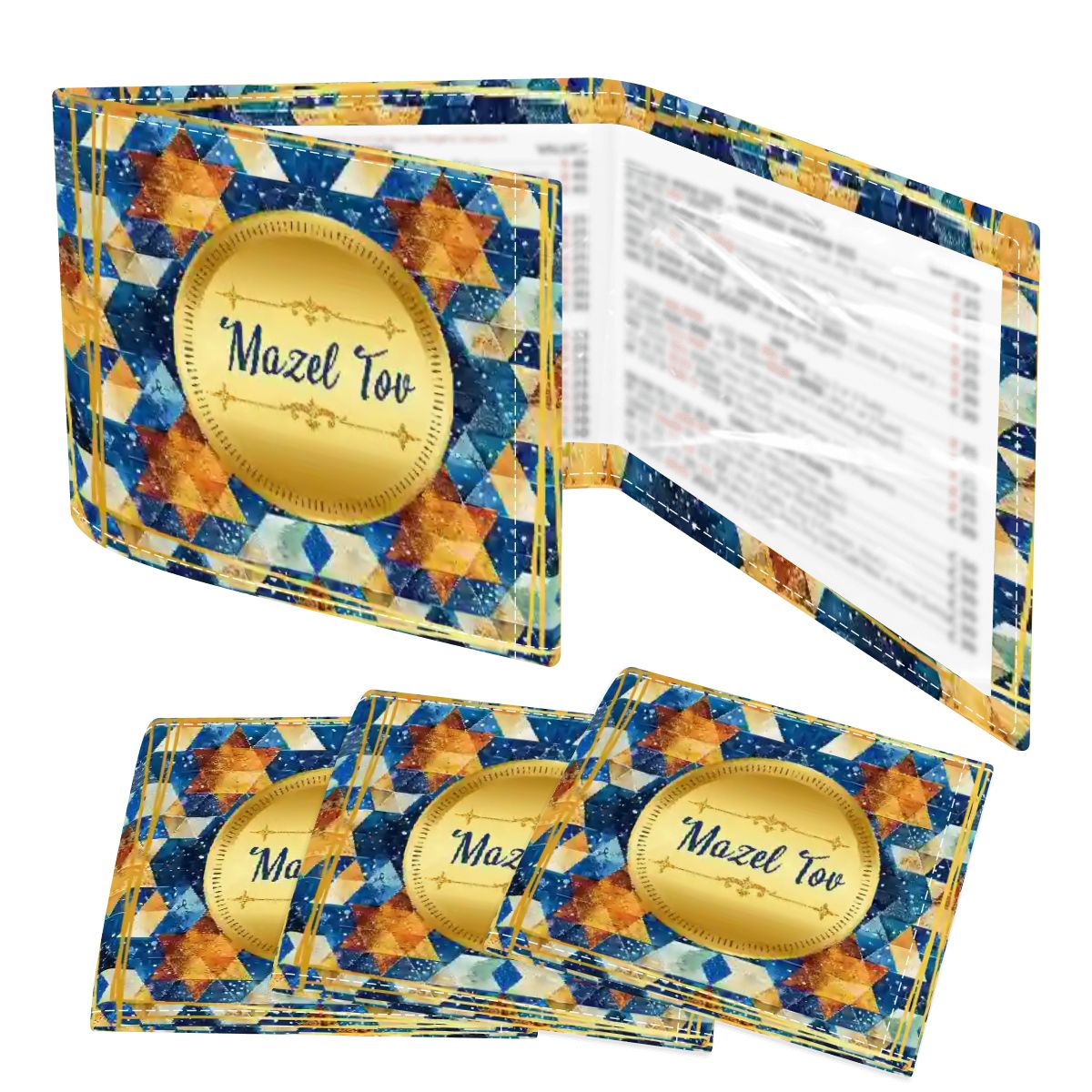 Mazel Tov Jewish Gold Gilded 4 Mahjong Card Holder with Line Finder - Splash of Color Co.