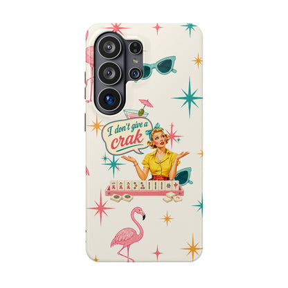 Funny Mahjong Tropical Flamingo Phone Case — “I Don’t Give a Crak” Magnetic Impact-Resistant Case