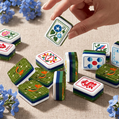 The Mod Squad Bird Club Modern Folk American Mahjong Tiles 4Layer Engraved Tiles - Splash Of Mahj And Color Co.