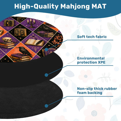 Harlequin Poe Halloween Fall Round Mahjong Mat