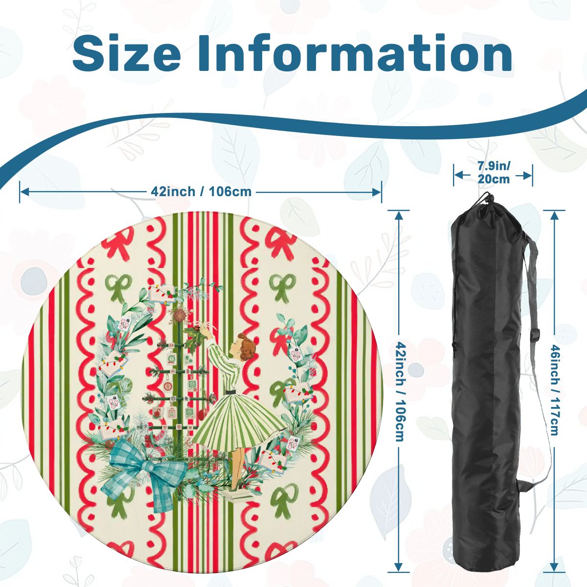 Books And Nooks Christmas Round Mahjong Mat