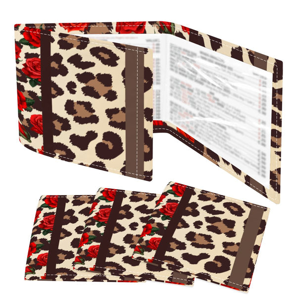 Leopard And Rose Designed 4 Mahjong Card Holder with Line Finder - Splash of Color Co.