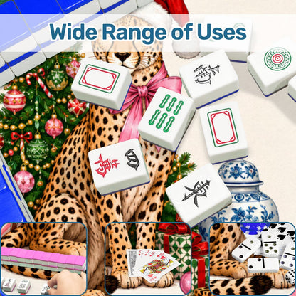 Leopard Luxe Holiday Collection Mahjong Christmas Mat - Splash Of Mahj And Color Co.