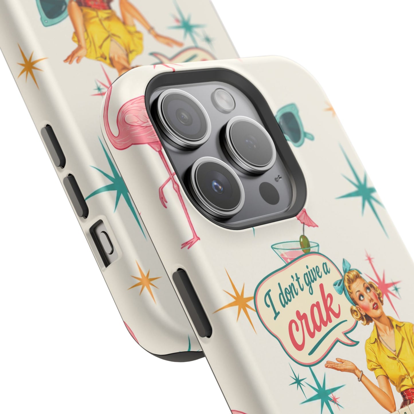 Funny Mahjong Tropical Flamingo Phone Case — “I Don’t Give a Crak” Magnetic Impact-Resistant Case