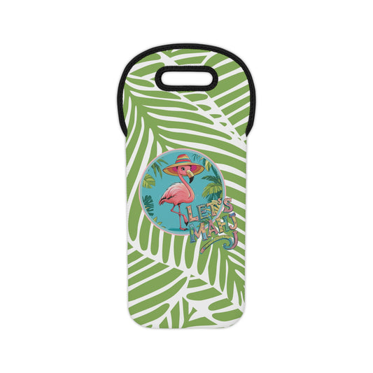 Wine Tote — Tropical Flamingo "Let's Mahj" Neoprene Wine Carrier - Splash of Color Co.