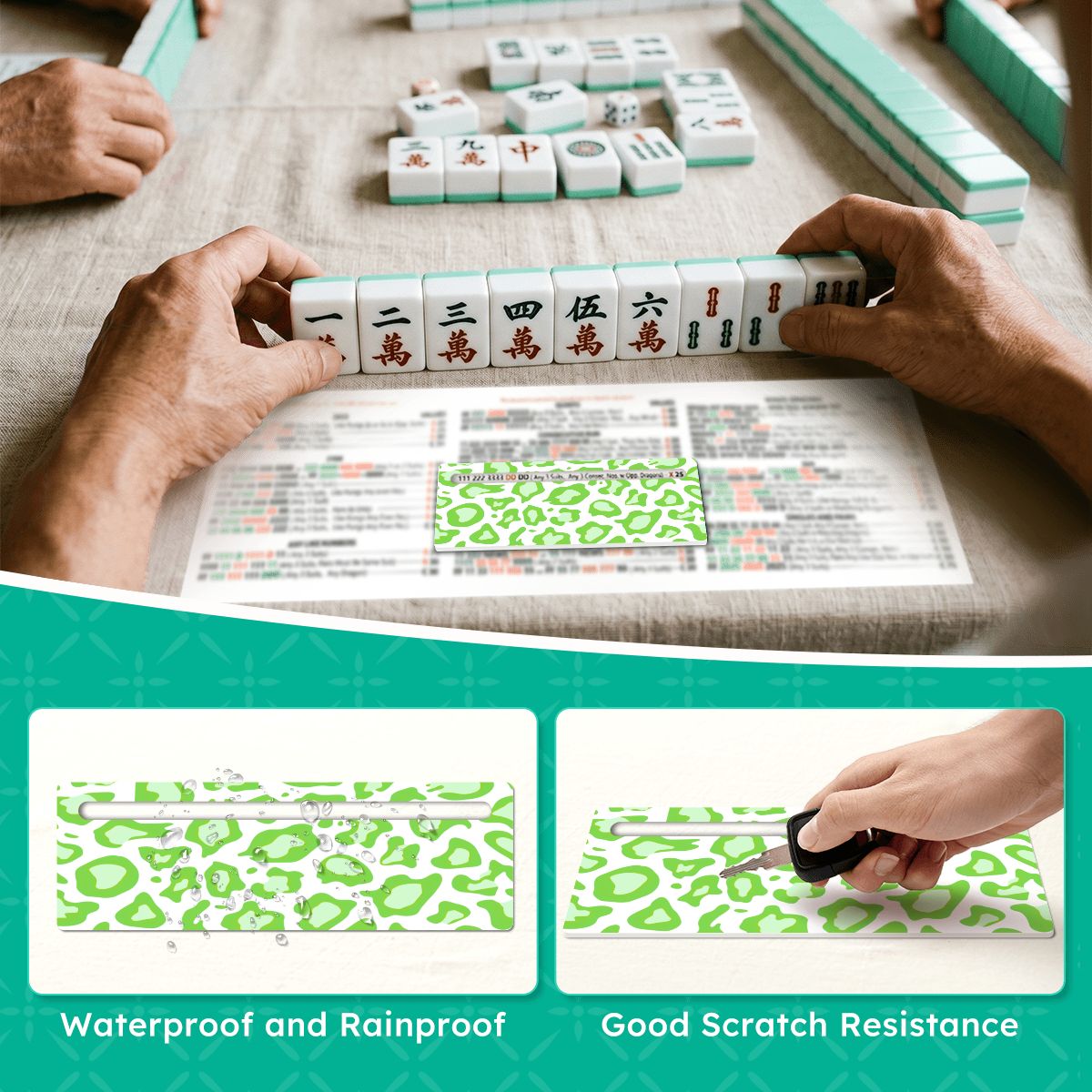Lime Green Cheetah Print Mahjong Line Reader 4 Pack