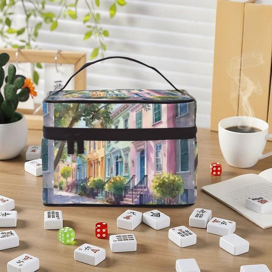 Charleston South Carolina Mahjong Tile Bag, Rainbow Row Designed - Splash of Color Co.