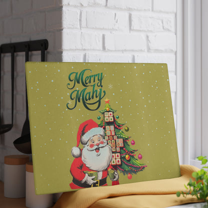 Mahjong Christmas Jolly Santa Merry Mahj Serving Cutting Board