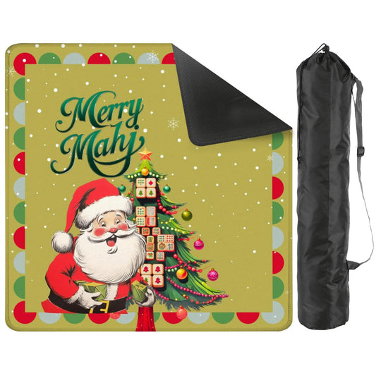 Merry Mahj Christmas Mahjong Mat Whimsical Tile Tree Nostalgic Santa Game Mat