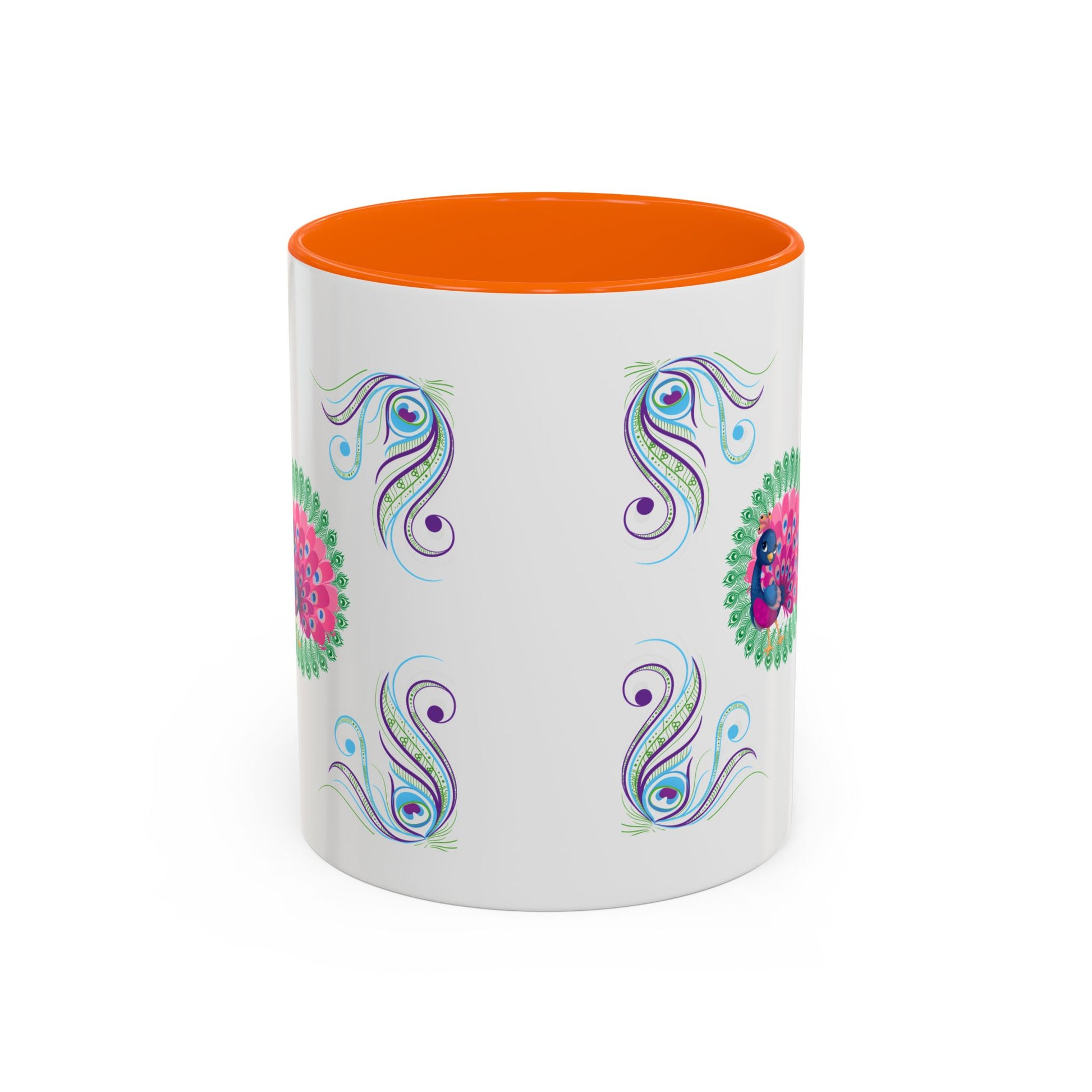 Preppy Peacock Whimsical Pink Green, Purple Coffee Mug - Splash of Color Co.