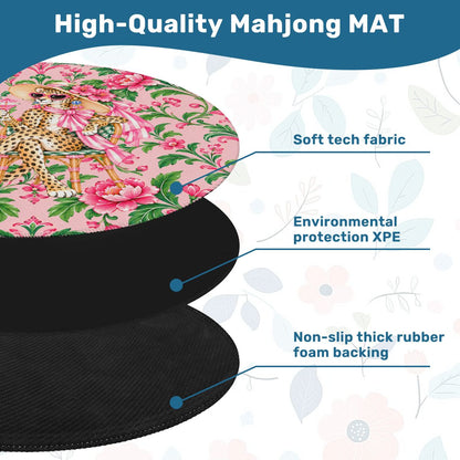 Chinoiserie Chic Leopard Round Mahjong Mat - Splash Of Mahj And Color Co.