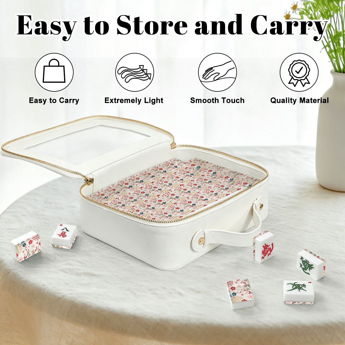Asian Floral Cherry Blossom American Mahjong Tiles And Carry Case - Splash Of Mahj And Color Co.