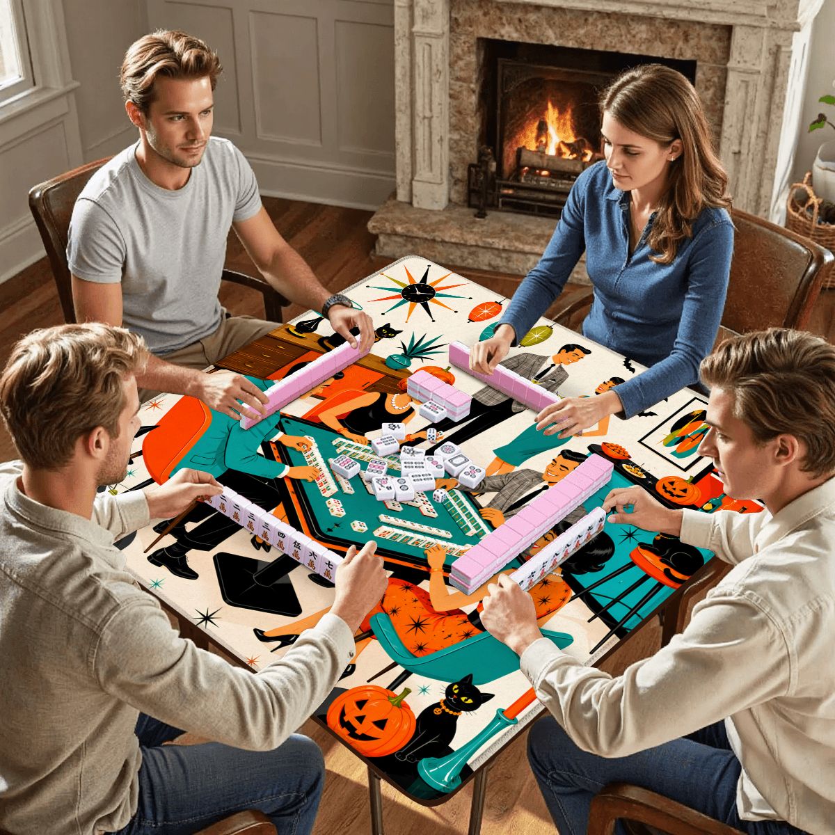 The Mod Mash Halloween Mahjong Mat