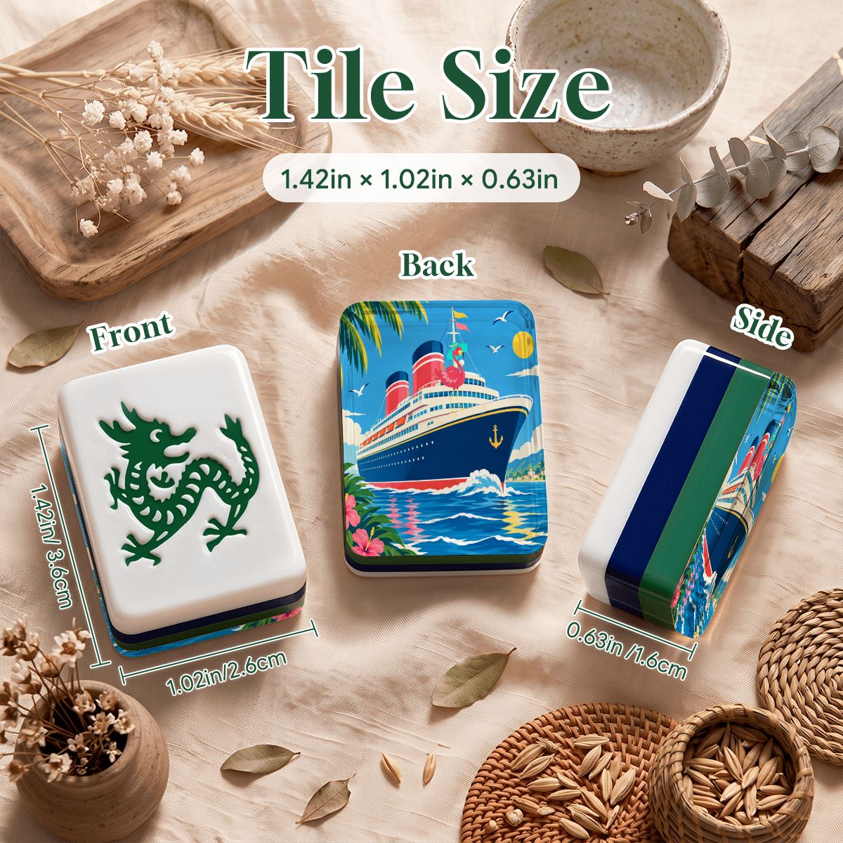 Mahjong Cruise 4Layer American Mahjong Tiles  Blue  Green And Carry Case