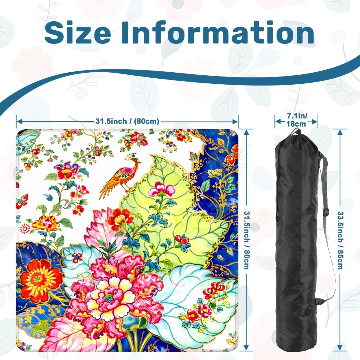 Tobacco Leaf Bam Bird Floral Watercolor Mahjong Mat