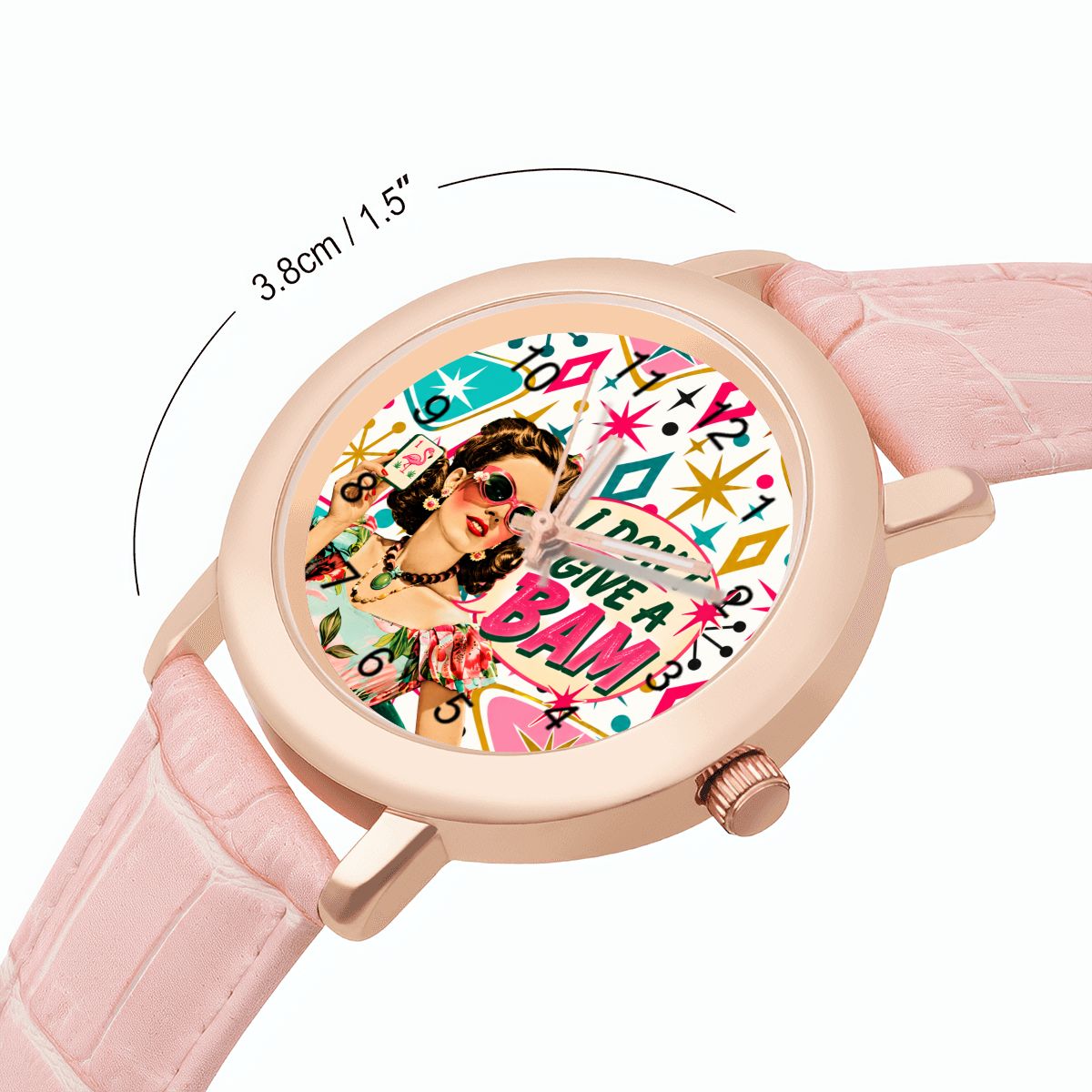 Mahjong Funny I Don't Give A Bam Women's Leather Watch - Splash Of Mahj And Color Co.