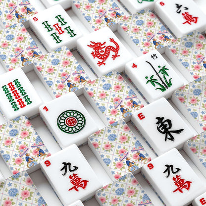 Mahjong Monkey Floral Asian Chinoiserie Hydrangea American Mahjong Tiles And Carry Case - Splash Of Mahj And Color Co.