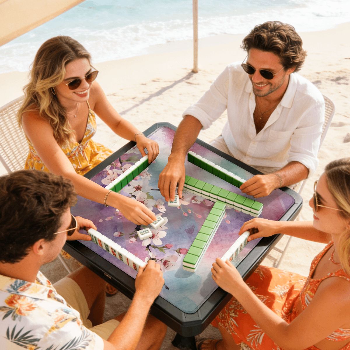 Blossoms In Bloom Pastel Watercolor Mini Mahjong Mat