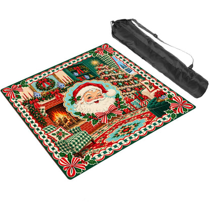 Nostalgic Modcentric Santa Christmas Mahjong Mat Sleek Surface