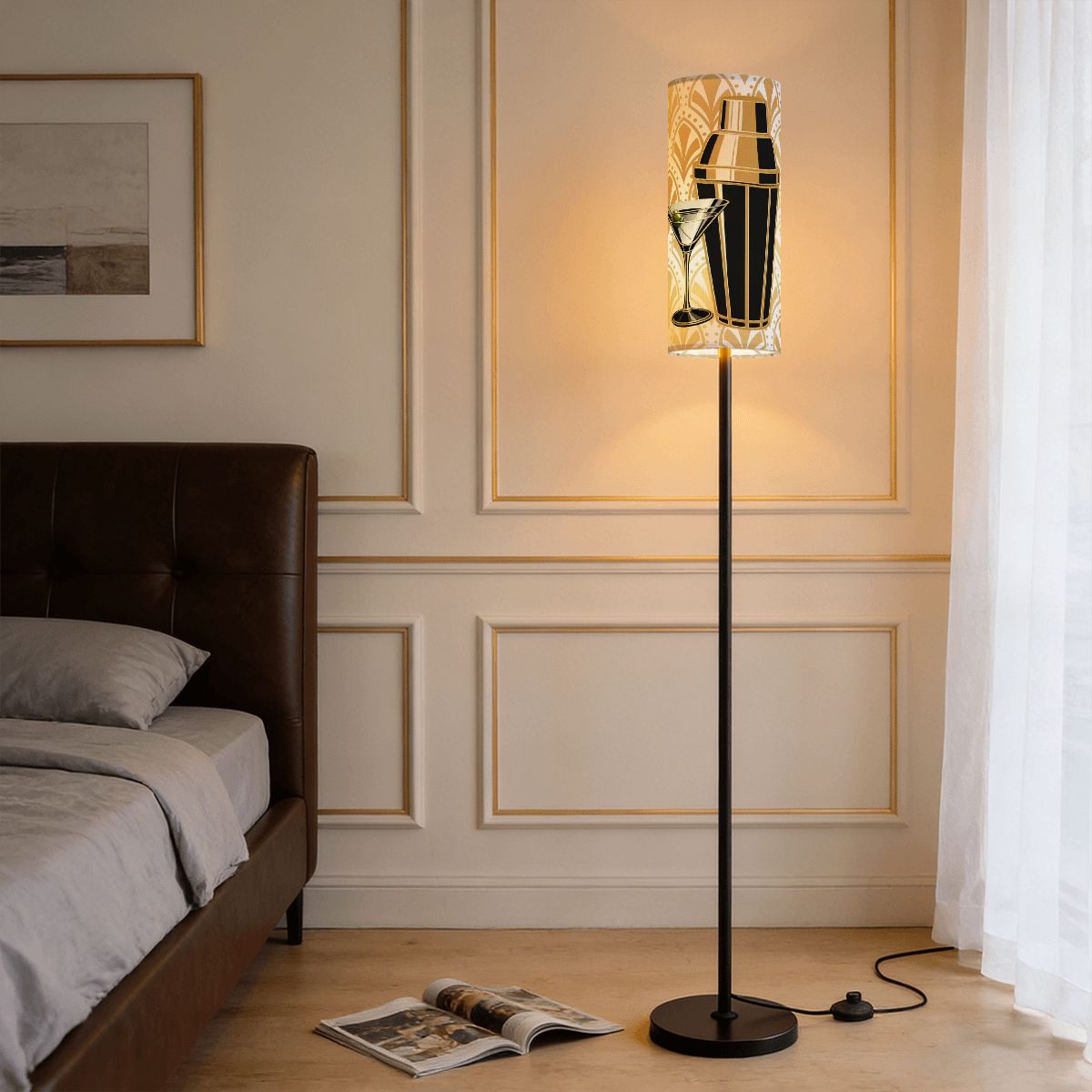 Art Deco Martini Shaker And Cocktail Hour Modern Floor Lamp - Splash Of Mahj And Color Co.