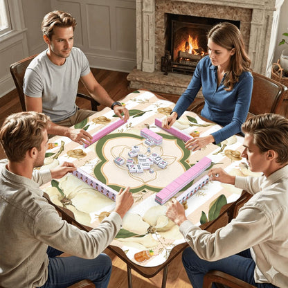 Magnolias And Sweet Tea Scalloped Mahjong Mat - Splash of Color Co.