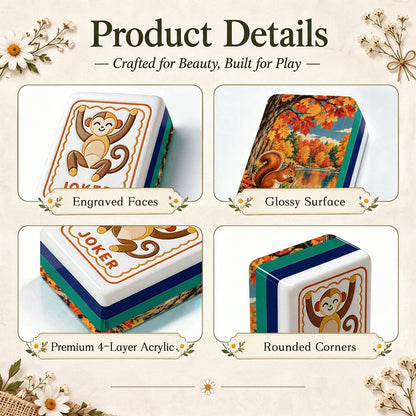 Nutty by Nature Modern Folk American Mahjong Tiles  4 Layer  And Carry Case