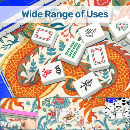 Chinese Dragon Mahjong Mat, Whimsical Colorful Asian Motif Mahj