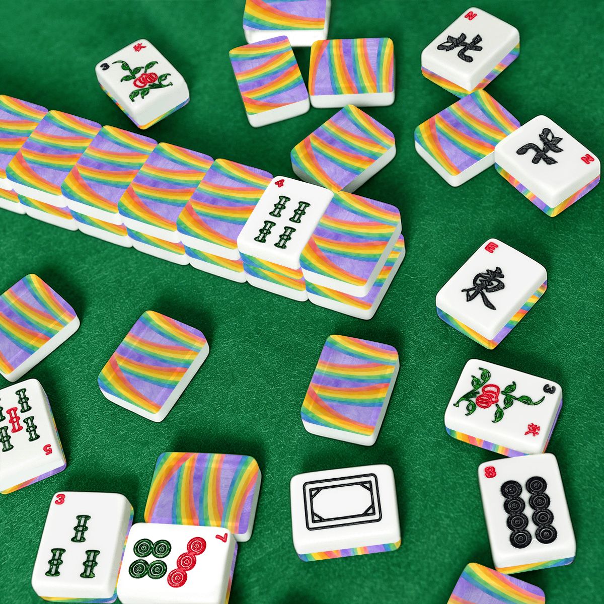 LGBTQ Rainbow American Mahjong Tiles And Carry Case - Splash Of Mahj And Color Co.