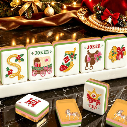 Holiday Ho Down Western Christmas Mahjong Tiles Layered And Engraved