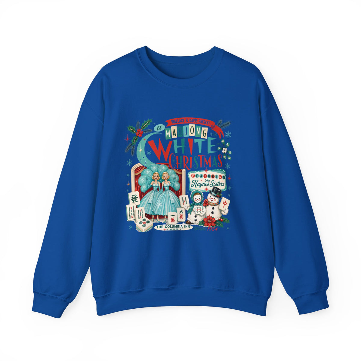 White Christmas Crewneck Vintage Holiday Mahjong Lover Sweatshirt