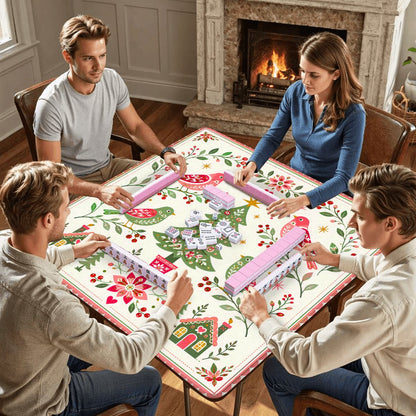 Scandinavian Christmas Birds Festive Holiday Mahjong Mat