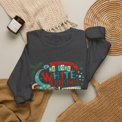 White Christmas Crewneck Vintage Holiday Mahjong Lover Sweatshirt