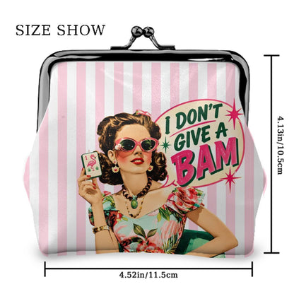 Funny, I Don't Give A Bam Mahjong Women's Leather Kiss Lock Coin Purse - Splash Of Mahj And Color Co.