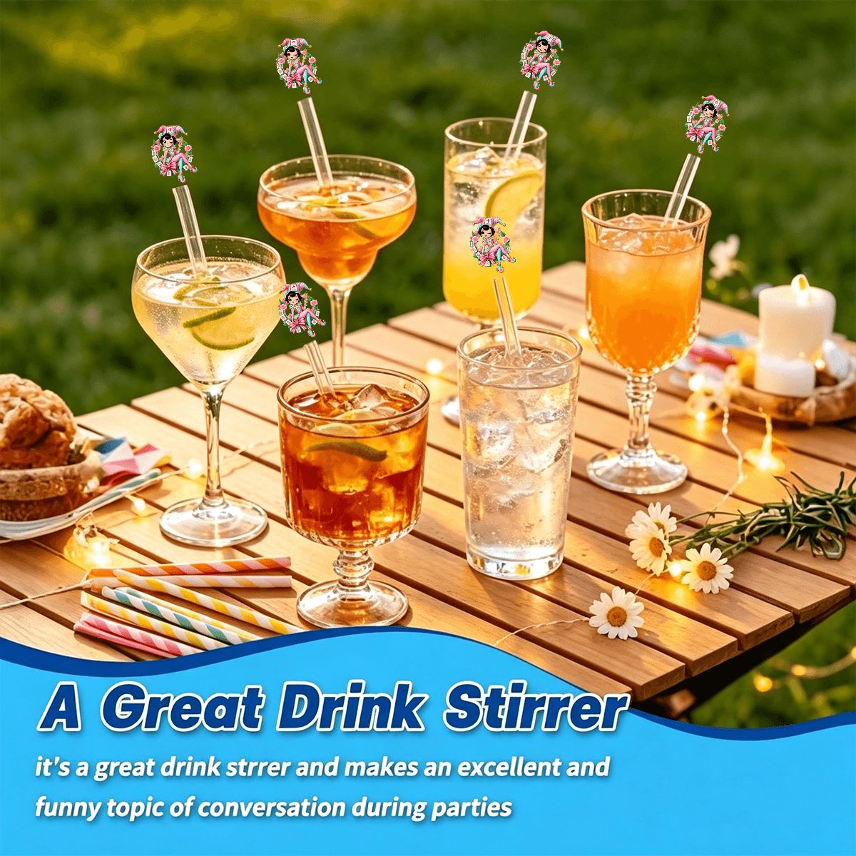 Mahjie The Mascot Cocktail Hour Acrylic Stir Sticks